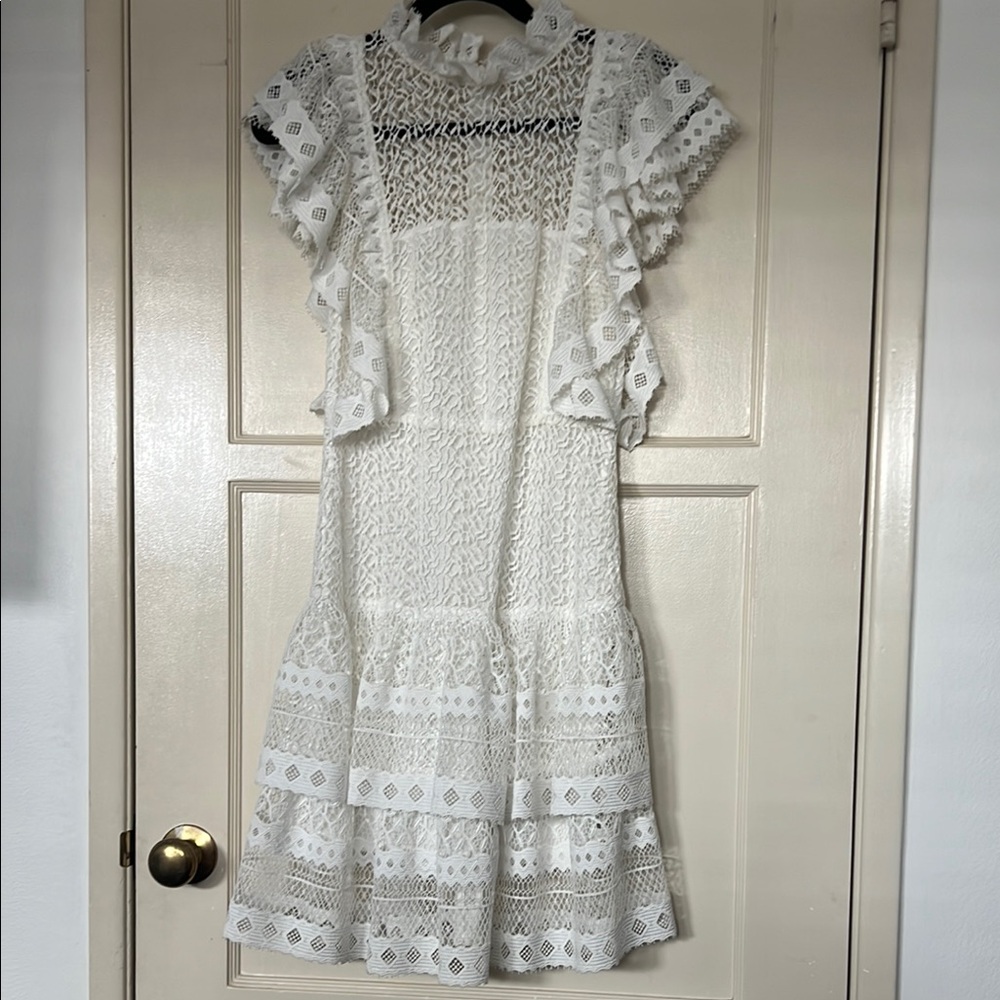 Anine Bing White Flutter Sleeve Maxi Sundress